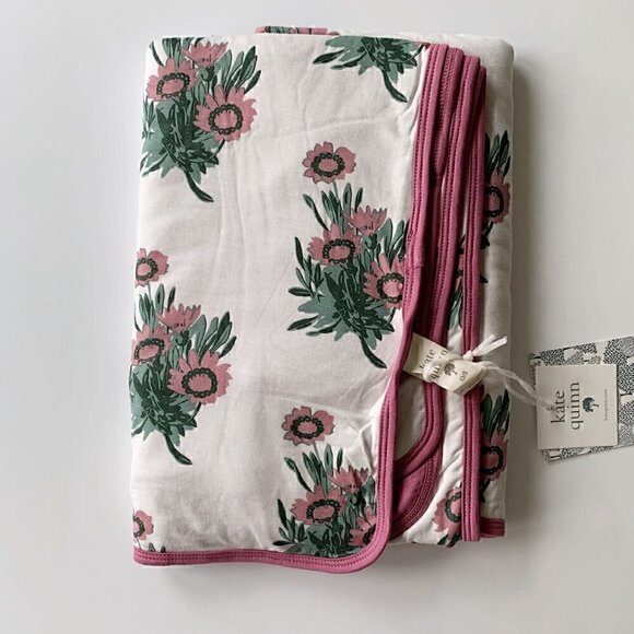 Kate Quinn Organics Pink Calendula Double Layer Baby Blanket - Picture 3 of 6